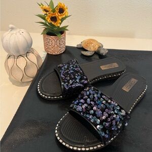 Sparkly Black Beach/Casual Sandals